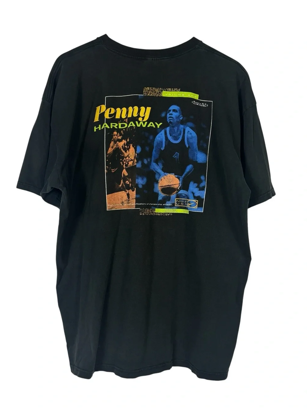 Nike Vintage 90's Penny Hardaway Black T-Shirt Tee USA Made Double Sided Mens XL